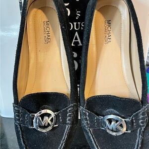 Michael Kors Women's Black Suede MK Logo Loafers